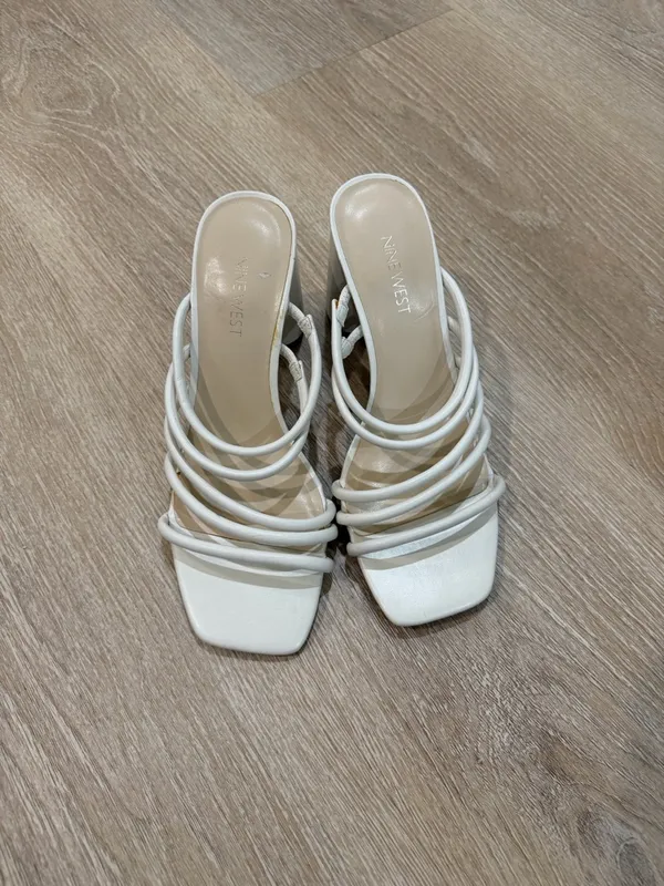 Nine West Women’s Girlie Square Toe Strappy Dress Sandals – White, Size 8 - Image 6