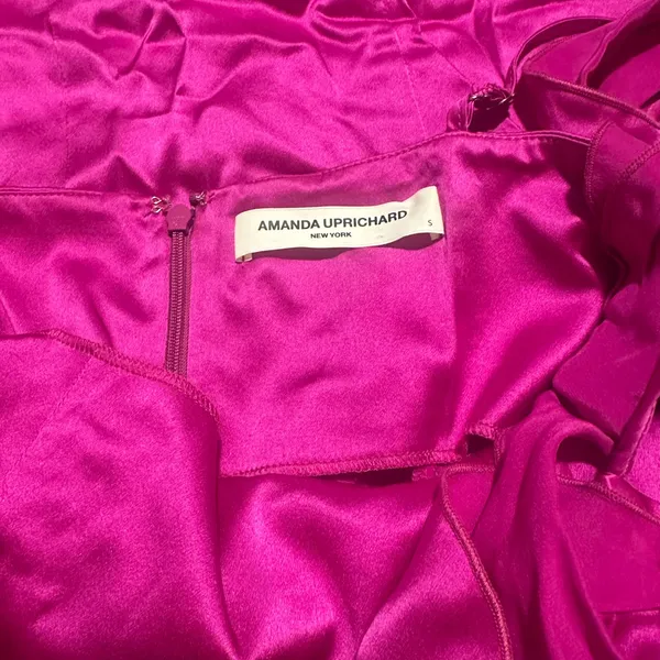 ✨ Amanda Uprichard Sonnet Silk Gown – Fuchsia – Size Small - Image 5