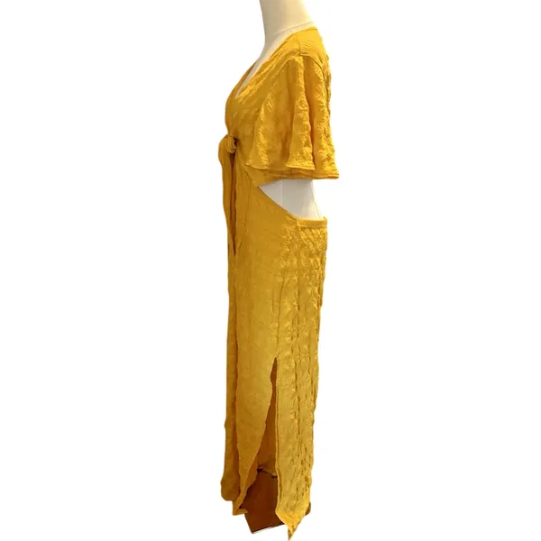 SheIn Maxi Dress Open Back Tie Front Boho Chic Beachy Resort Summer Plunging Neck - Image 5