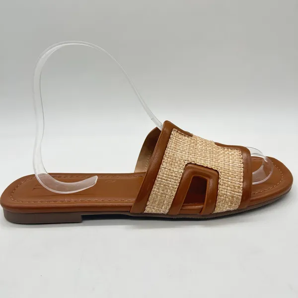 Justfab Becca‎ Flat Sandals Womens 8 Brown Woven Upper Comfortable Slip-On NEW - Image 5