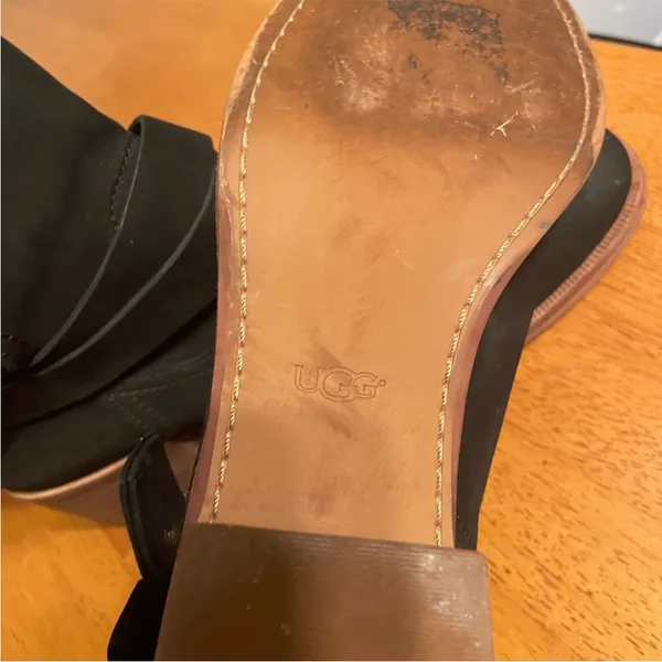 UGG Black Ankle Booties with Wooden Heel - Image 3