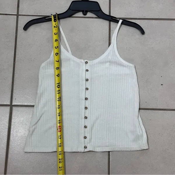American‎ Eagle Women White Tank Top Crop Button Front Knit Size XS - Image 7