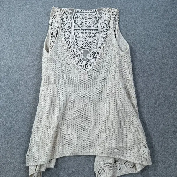 Red Camel Crochet Knit Sleeveless Open Top Women's X-Small Beige Boho Y2k - Image 9