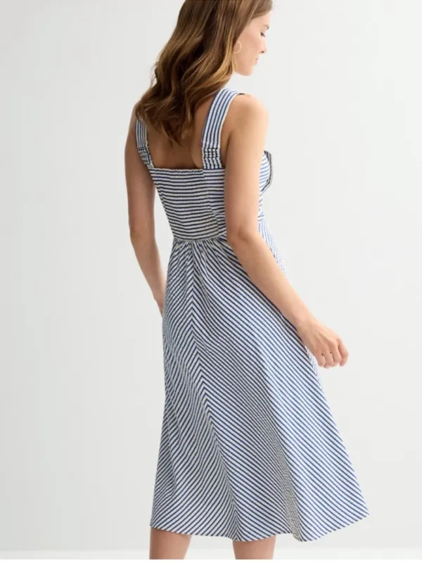 Draper James chevron Striped Square-Neck Midi Dress in Light Blue and White - Image 3
