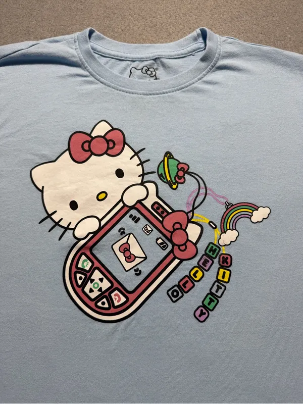 Hello Kitty Sanrio T Shirt Adult Medium Blue Y2K Cell Phone Graphic Tee 2025 - Image 2