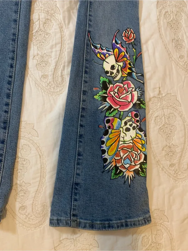 Vintage Ed Hardy Denim Bootcut Jeans Hot Pink Logo & Embroidery Ladies Sz 24 - Image 9