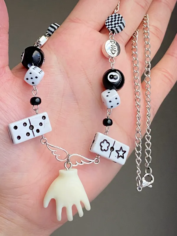 Handmade y2k funky grunge street mix beads unique necklace🎲⭐️📱⭐️🌀 - Image 5