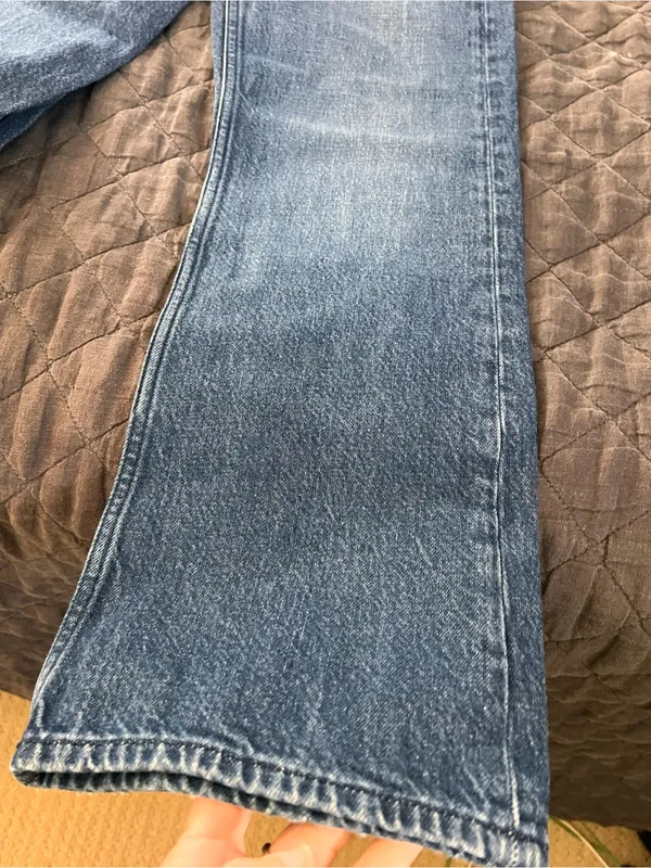 rag & bone Maya High Rise Distressed Mid-Blue Wide-Leg Jeans - Image 3