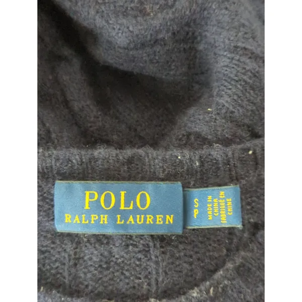 Polo Ralph‎ Lauren Navy Blue Cable Knit Wool Cashmere Sweater Womens Small Cozy - Image 6