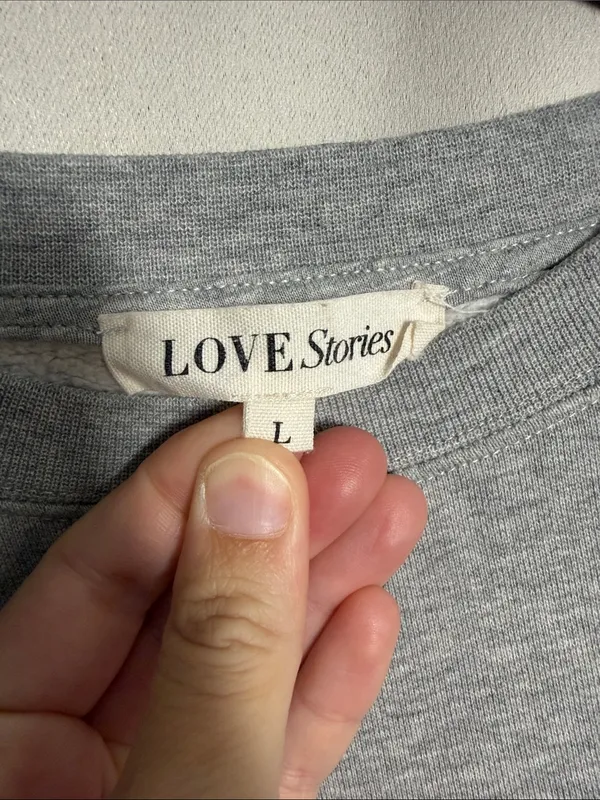 Love Stories Society Sloane Crewneck Sweatshirt Gray Large - Image 4