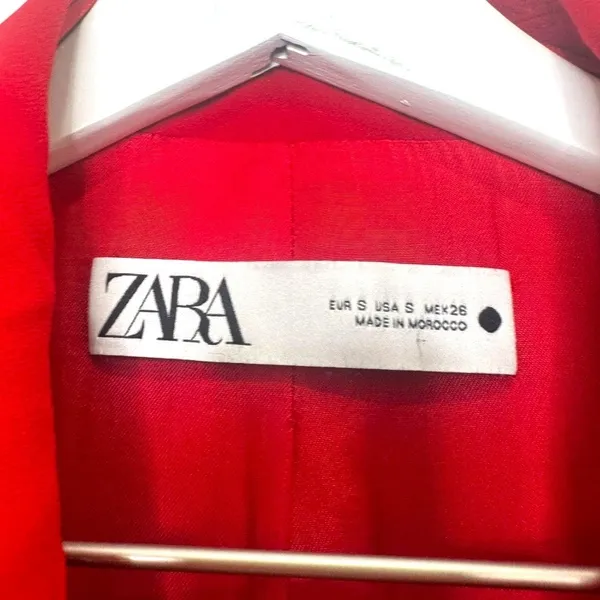 ZARA Red Double Breasted Tailored Blazer Size Small - Image 2
