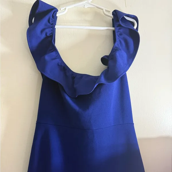 Windsor Elegant Navy Blue Off-Shoulder Dress - Image 5