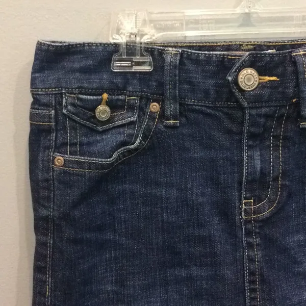 Old Navy Low Waist Denim Skirt Size‎ 1 Dark Wash Stretch Straight Jean Skirt - Image 5