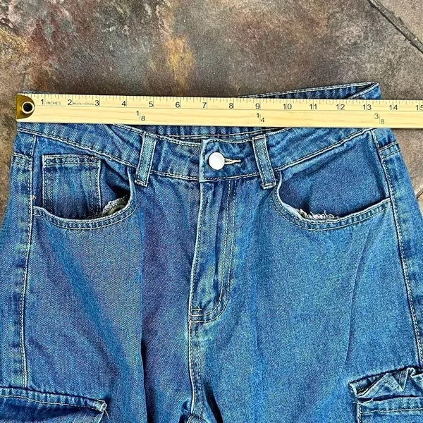 Women’s Pocket Cargo Denim Jeans Small - Image 2