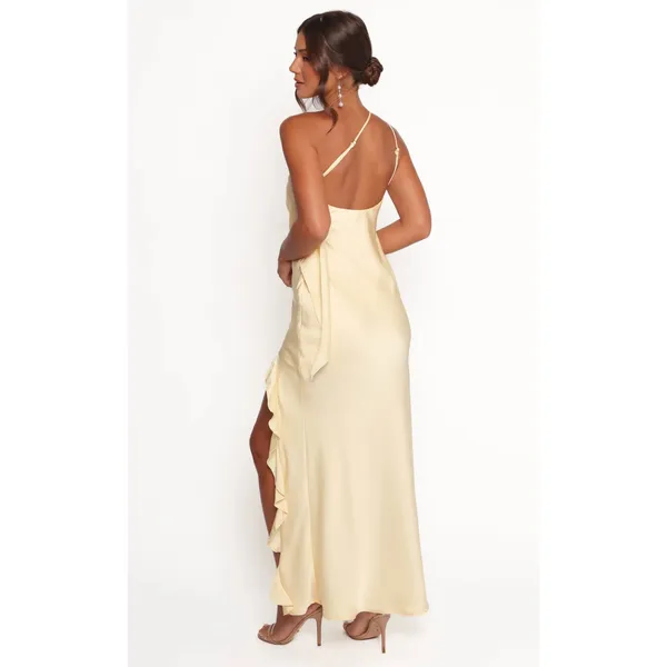 PETAL & PUP Aila Rosette One Shoulder Dress in Butter Yellow Size XS - Image 4