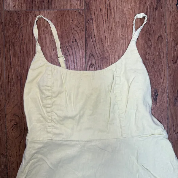 Old Navy Womens‎ Lime Green Linen Blend Smocked Back Mini Dress with Pockets L - Image 2