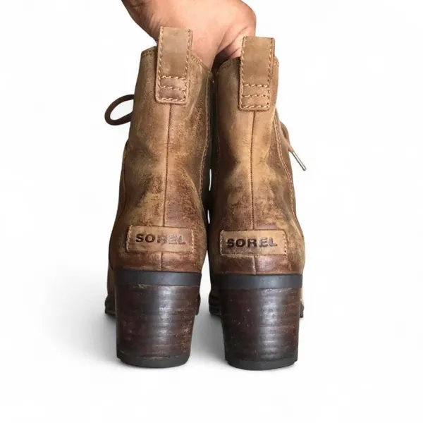Sorel Womens Size 8 Brown Suede Lace Up Ankle Fashion Boots Bootie - Image 4
