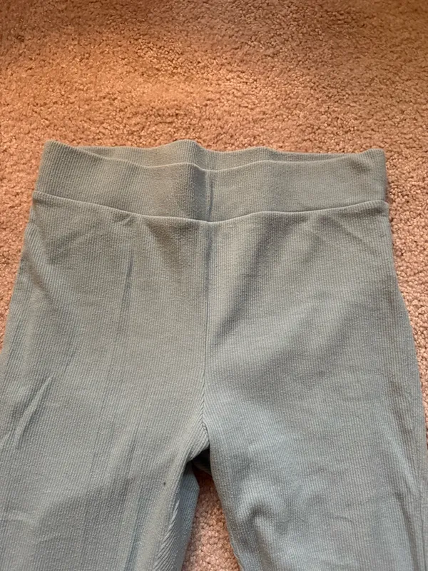 Aerie Ribbed Light Blue Flare Leggings - Image 2