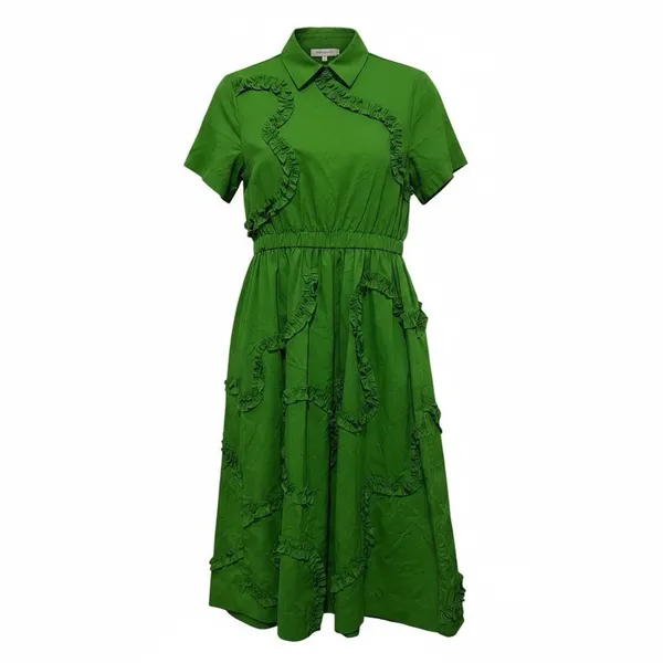 Kate Spade New York Shirt Dress green Sz XS Vibrant Autumn Vibe! pumpkin patch - Image 5