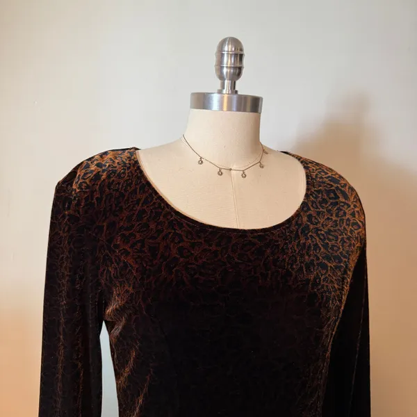 Coldwater Creek Leopard Print Velvet Long Sleeve Dress - Image 2