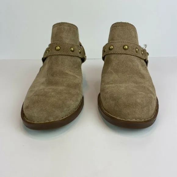 Born‎ Bagley Clogs Mules 7 Suede Leather Studded Taupe Harness Buckle - Image 6