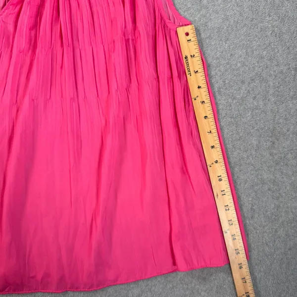 Current Air Pleated Sleeveless Blouse Women's Medium Pink Satin V-Neck Flowy - Image 5