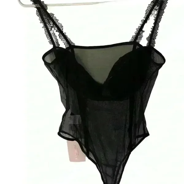 BAE Lace Detail Mesh Bustier Bodysuit‎ in black size L - Image 3