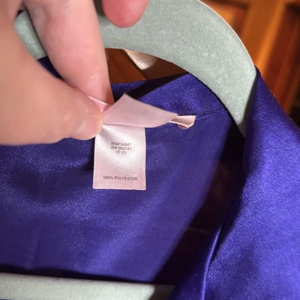 Vintage Victoria’s Secret Dark Purple Satin Pajama Set LS Top & Short Size Small - Image 3