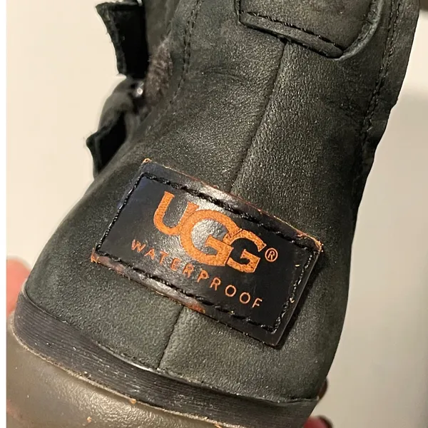 UGG Simmens Waterproof Boot Womens‎ 8.5 Black Leather Wool Moto Buckle 1005285 - Image 6