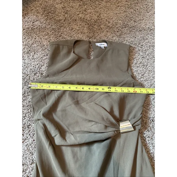 Jason Wu Brown Ruched Maxi Dress Gold Hardware Size 8 Sleeveless Fall - Image 5