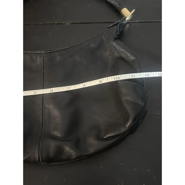 Vintage Great American Leatherworks Black Leather Shoulder Bag Purse Tassel - Image 13