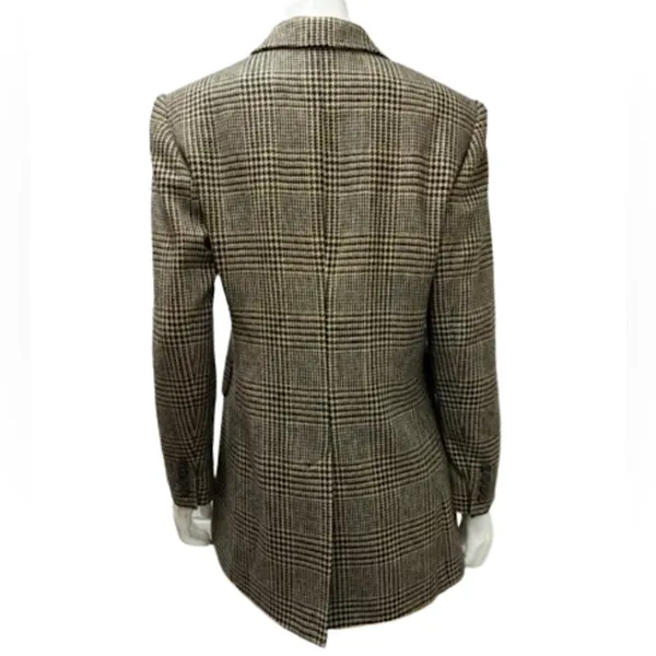 RALPH LAUREN Black Brown Houndstooth Plaid Single Breasted 4 Button Front Blazer - Image 2