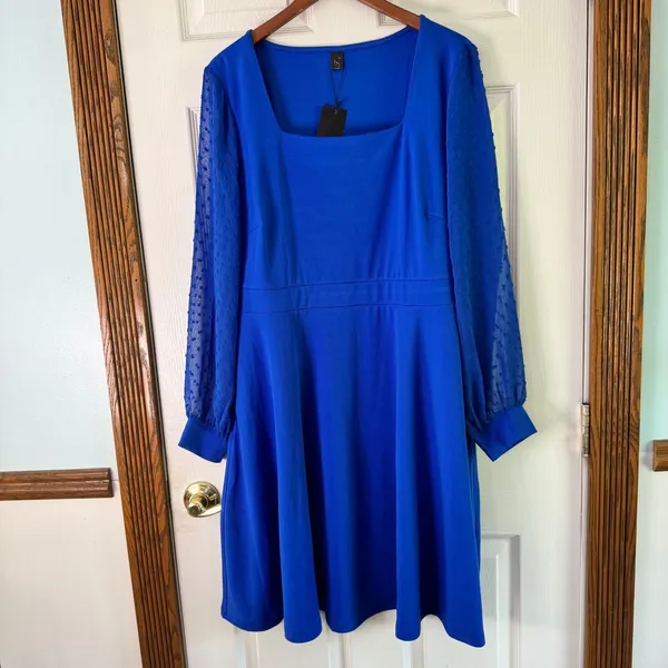 Seta T Fit & Flare Dress Square‎ Neck Long Sleeve Party Cocktail XL - Image 10