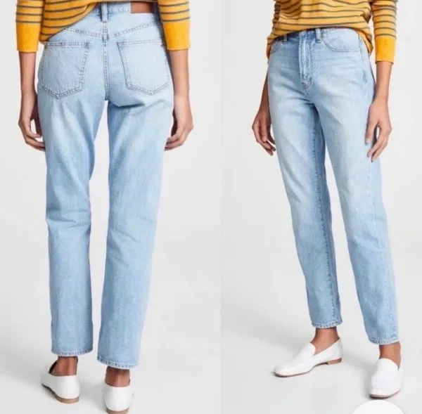 Madewell Perfect Summer Jean High Waisted Light Wash Straight Leg Jeans - Image 2