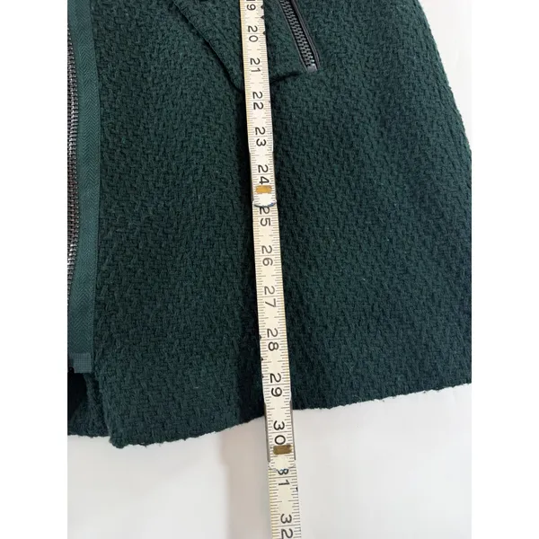 Steve Madden Womens Green Wool Blend Faux Fur Collar Leopard Lining Coat Large - Image 6