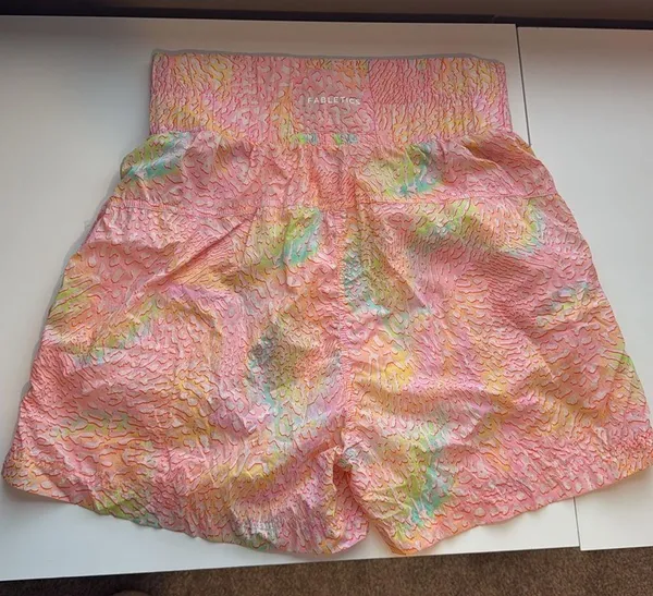 Fabletics High Waist Pink and Green Shorts - Image 2