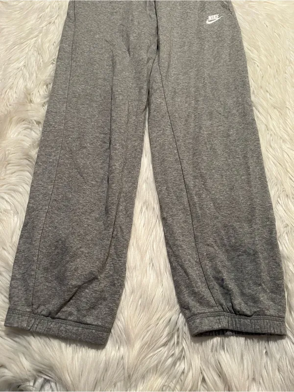 Nike Women's Size XS Sweatpants Joggers Light Heather Gray White Mid-Rise Cotton - Image 3