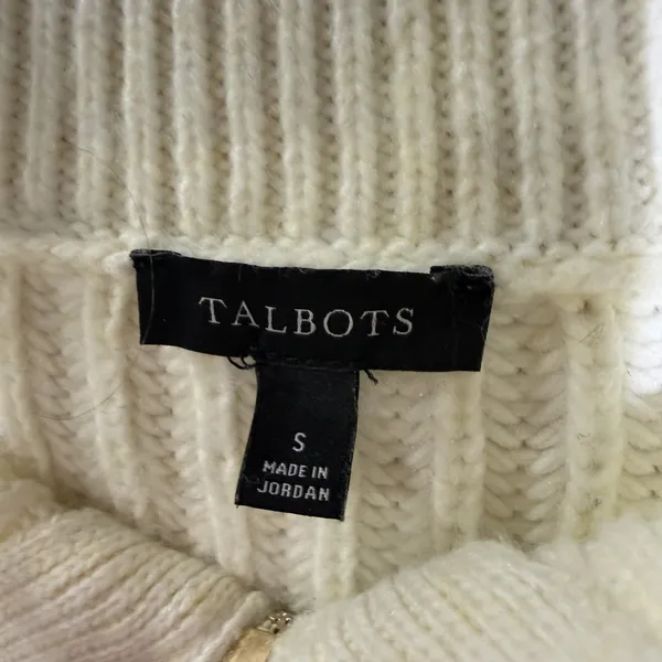 Talbots Sweater Womens Small Gray Colorblock 1/4‎ Zip Long Sleeves Ribbed - Image 3