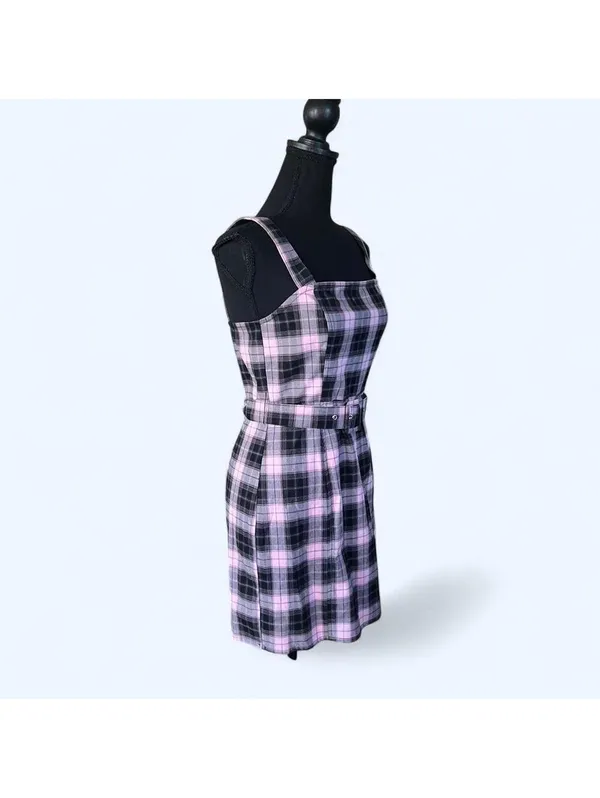 vintage y2k pink black plaid coquette fairy mini dress size small 🎀 - Image 3