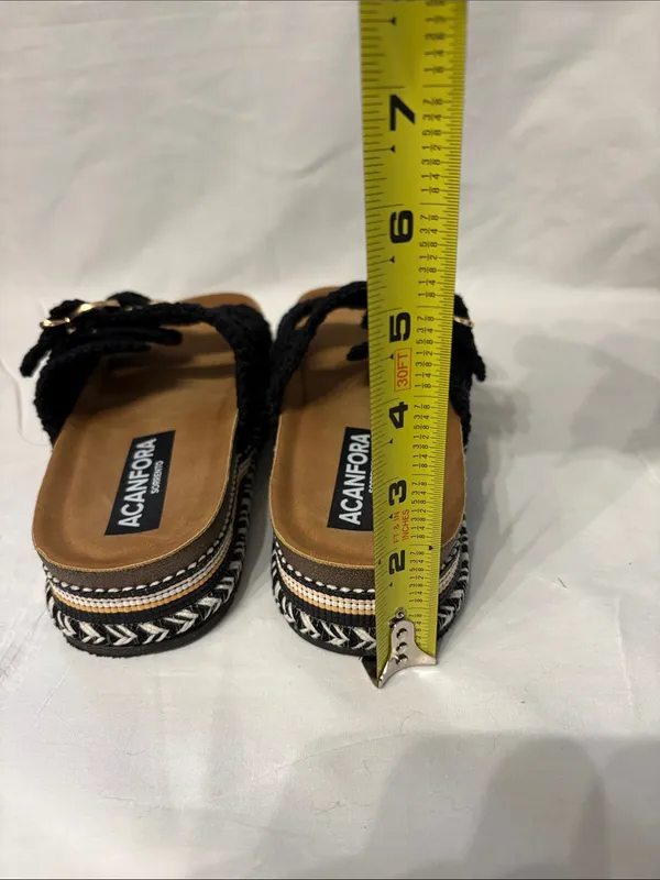 Acanfora Sorrento Women’s Black Crochet Double-Buckle Platform Sandals SZ 40 - Image 2