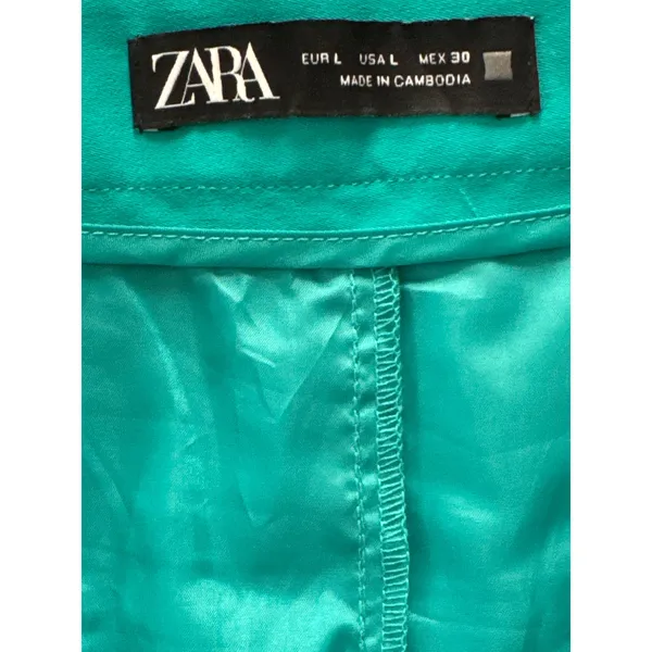 Zara‎ Teal Green High Rise Ruffle Tiered Skort Women's Large Preppy Academia - Image 6