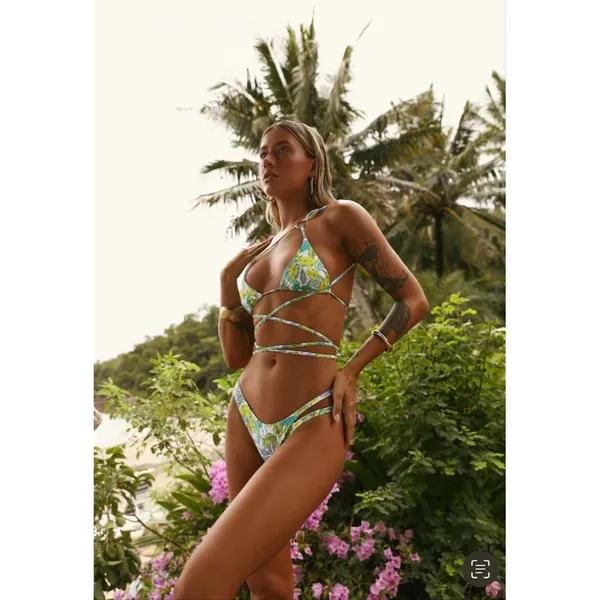 Hello Molly - Nocturnal Soul Swim Bikini Top and Bottoms in Yellow Multi - Image 6