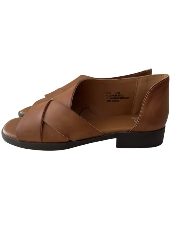 New FRYE AND CO. Tulia Cognac Vegan Leather Criss Cross Open Instep Sandals 6.5 - Image 3