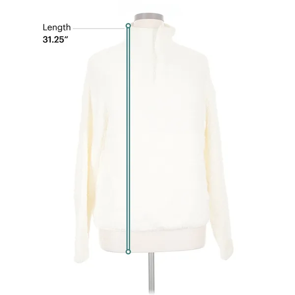 Skims Cream Fuzzy Mock Neck Sweater L/XL Long Sleeve Cozy Tunic Pullover - Image 4