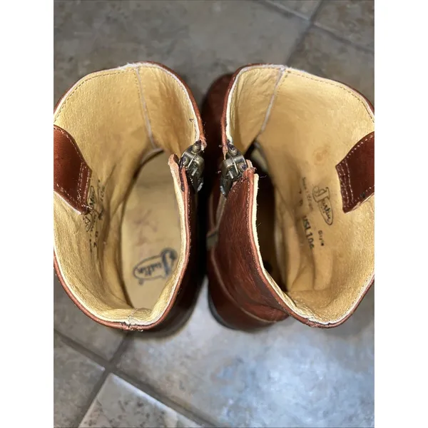Justin Boots Cognac Leather Moto Western Ankle Boots Womens 7B MSL106 - Image 7