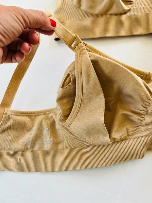 HOFISH‎ Bundle 2 Sz M Tan Full Bust Seamless Nursing Maternity Bras Bralette - Image 5