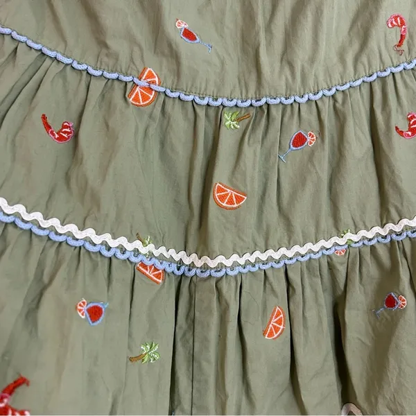 Roller Rabbit Ocaso Ashton Skirt Womens Size 36” XXS Green Fruit Shrimp Spritz - Image 2