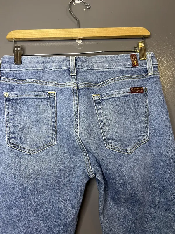7 For All Mankind Jeans Womens 30 Medium Wash Blue Ankle Skinny Stretch Denim - Image 5