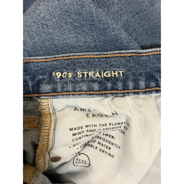 American Eagle 90s Straight Jeans Womens 6‎ Short Blue Medium Wash Stretch Denim - Image 4