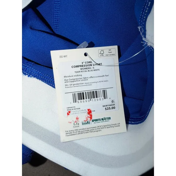 DSG Womens 3" Core Compression Shorts Royal Blue White Mid-Rise Small DAW15604N - Image 4